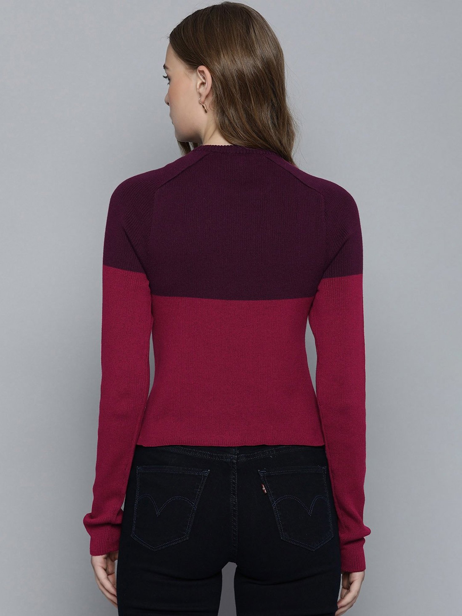 Levi's Magenta & Burgundy Color-Block Pullover