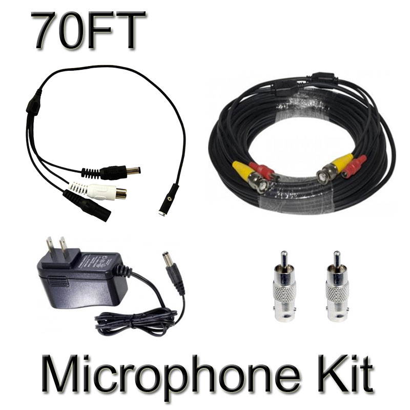 CCTV Microphone Kits for Q-SEE, Swann Any Surveillance DVR Security Systems 70FT