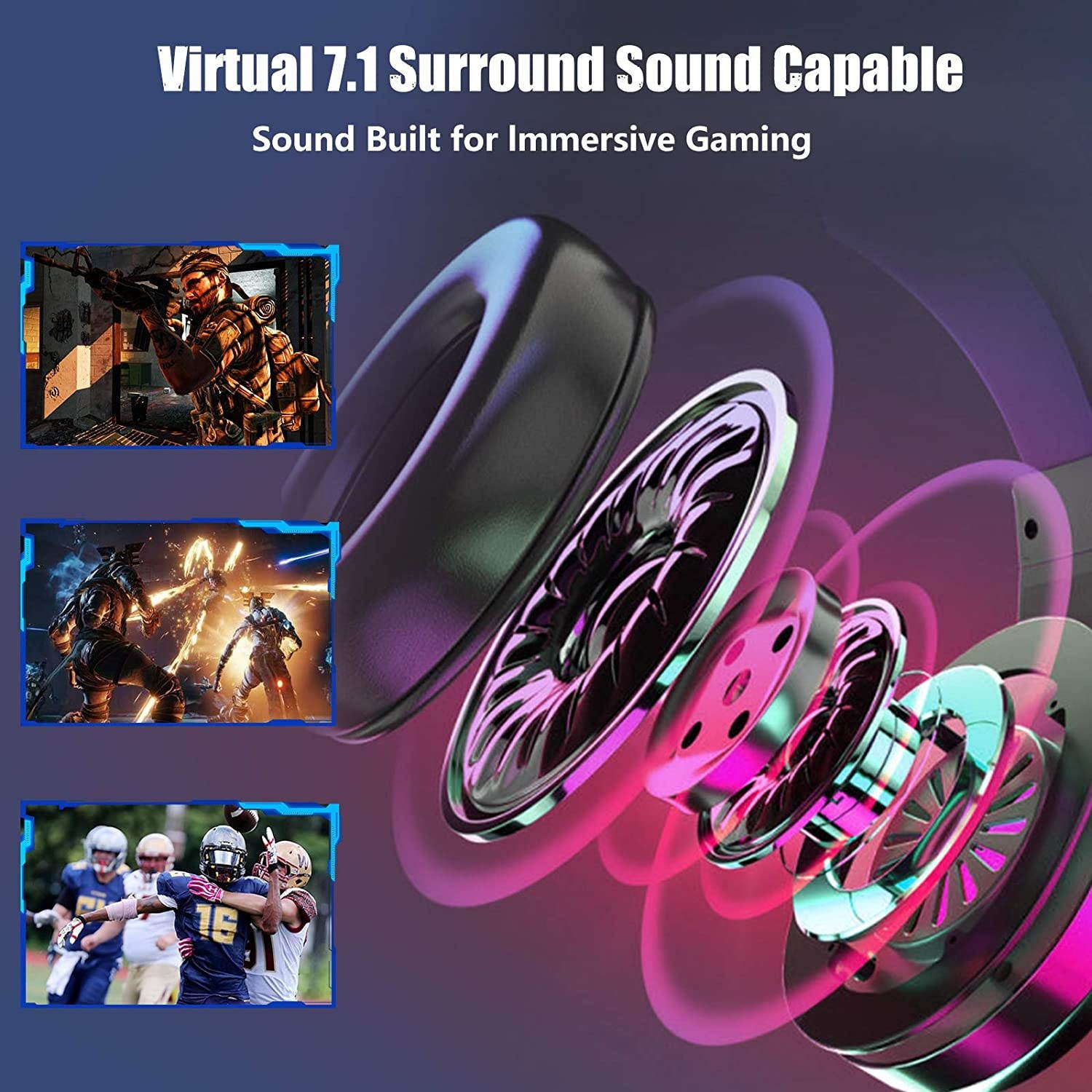 YOTMS Gaming Headset for PS4 PS5 PC Nintendo Switch Xbox One Headset with Noise Cancelling Mic Y1 Pro Wired Over Ear Headphones with RGB Light 7.1 Stereo Sound Soft Earmuffs for Laptop Mac Game