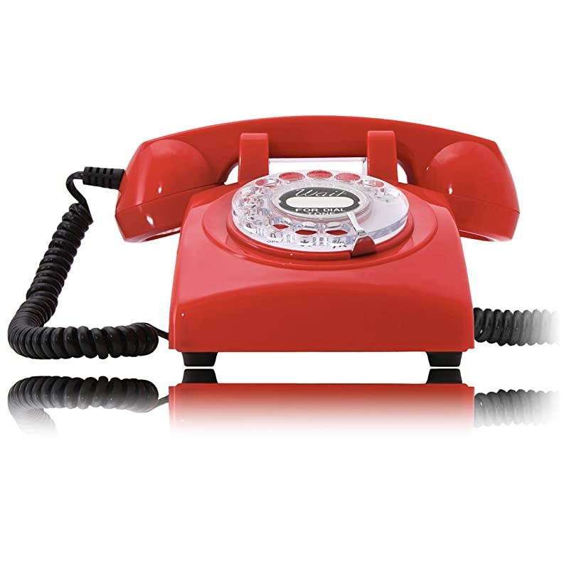 60s Cable with Classic United States Rotary Dial Inlay: Designer Retro Phone/Rotary Dial Telephone/Retro Style Phone/Vintage Telephone/Classic Desk Phone with Rotary Dialler (Black)