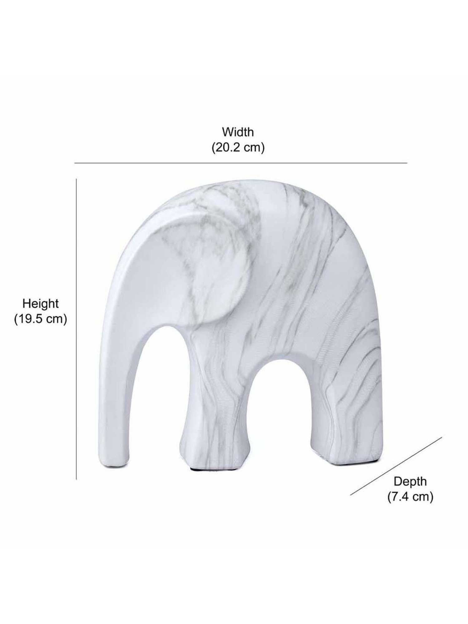 @Home White Ceramic Elephant Showpiece
