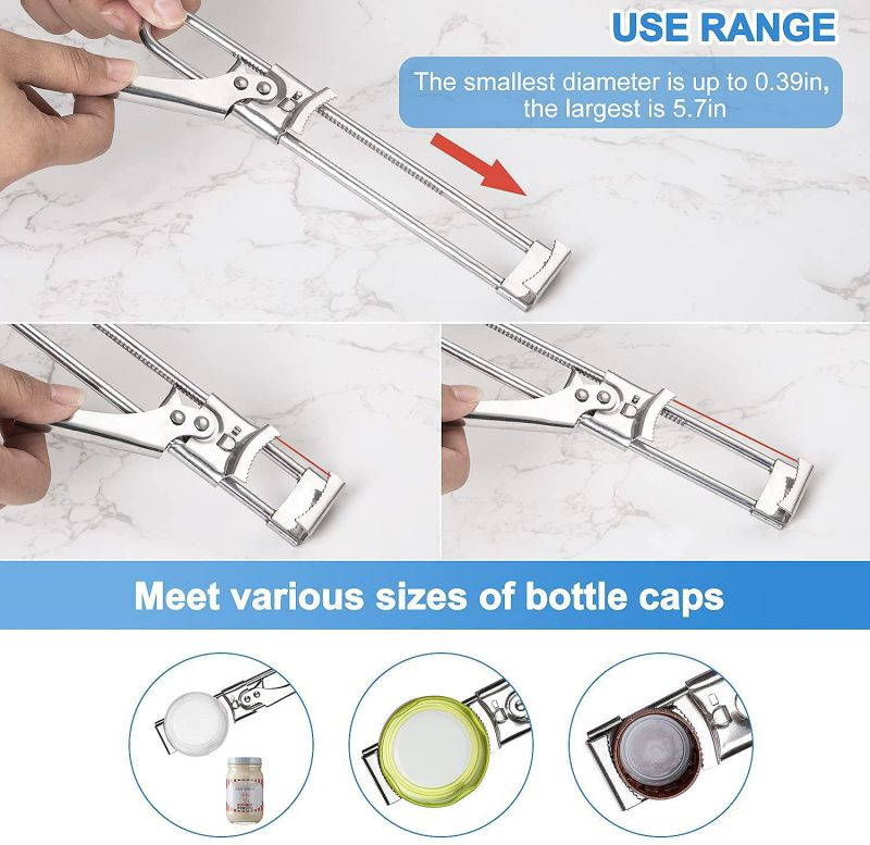 2 Pack Of Jar Opener, Master Opener Adjustable Jar & Bottle Opener,Multifunctional Stainless Steel Professional Manual Bottle Opener, Manual Jar Lid Gripper Kitchen Accessories (white)
