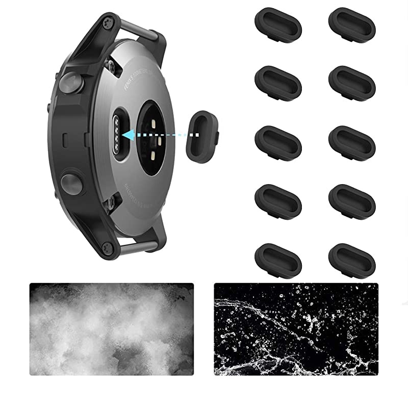 10 Pack Black Compatible Garmin Venu Charger Port Protector Silicone Antidust Plugs Caps Anti Dust Plug for Garmin InstinctFenix 6 6S 6X