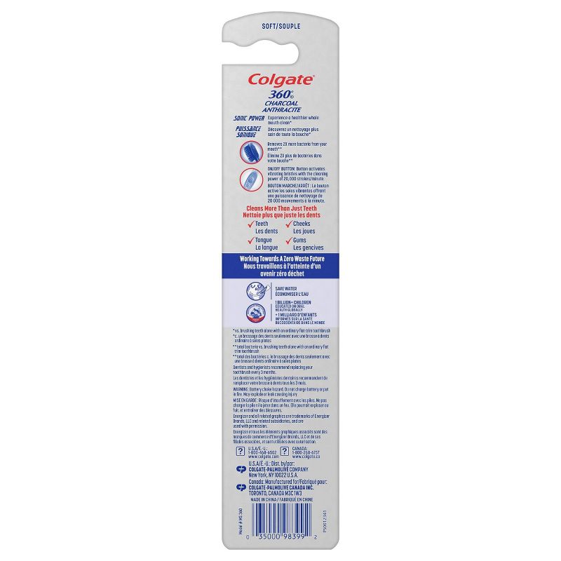 Colgate 360 Sonic Charcoal Power Vibrating Toothbrush Soft - 1ct
