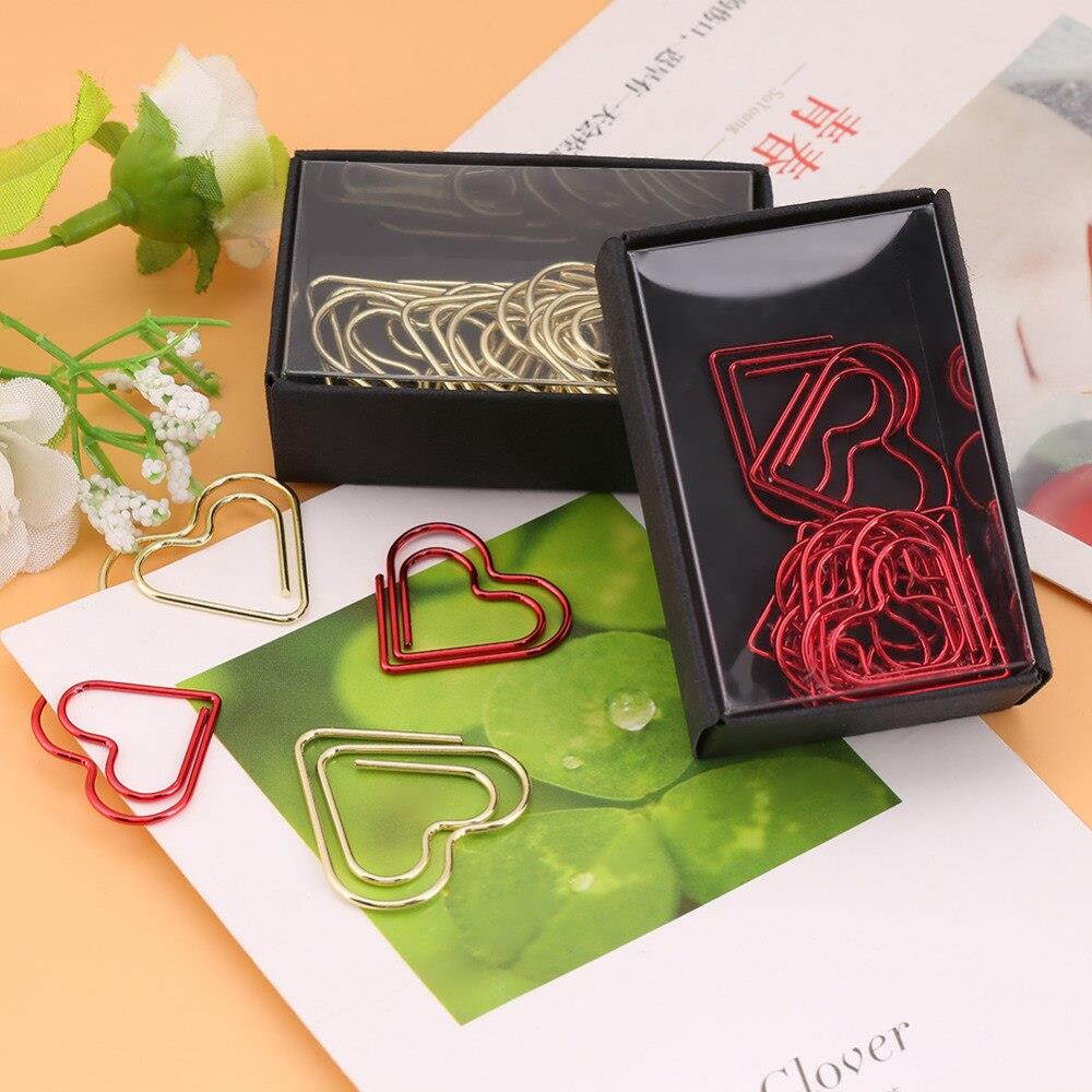 12pcs Heart Shape Paper Clips Bookmark Marking Document Organizing Clip Notes Letter Paper Clip Office Supplies