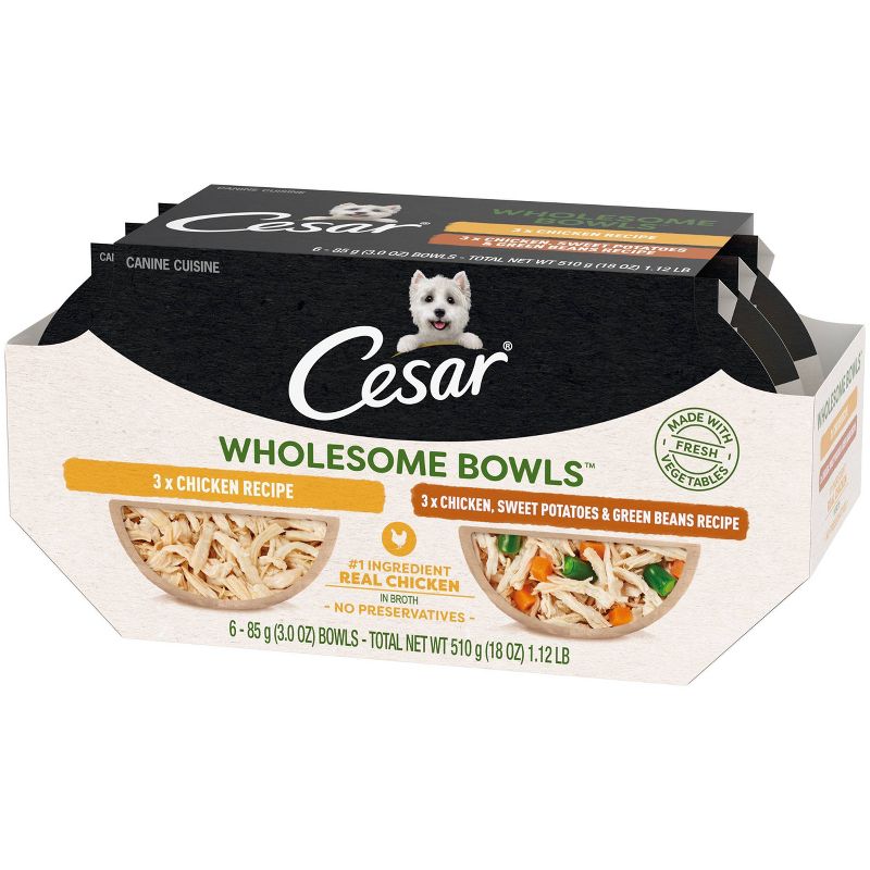 Cesar Wholesome Bowls Chicken Wet Dog Food - 3.0oz/6ct Variety Pack