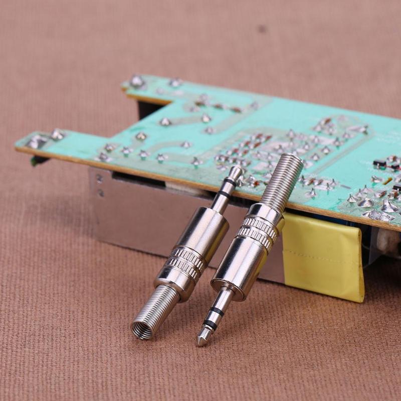 2pcs 3.5mm 1/8in Stereo Male Audio TRS Plated Jack Plug Adapter Connectors