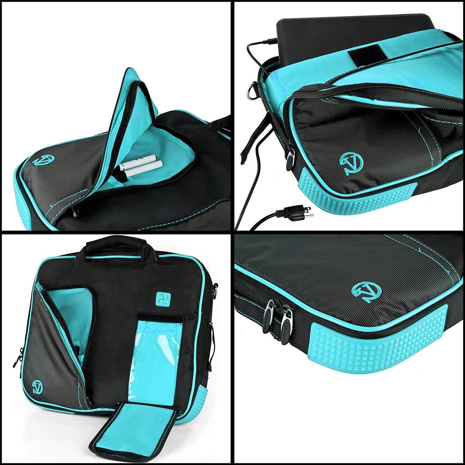 VG Pindar Shoulder Messenger Bag Aqua Blue Trim For HP Pro Slate 8/Pro (408 G1)/Stream 8 + Handsfree Earphones