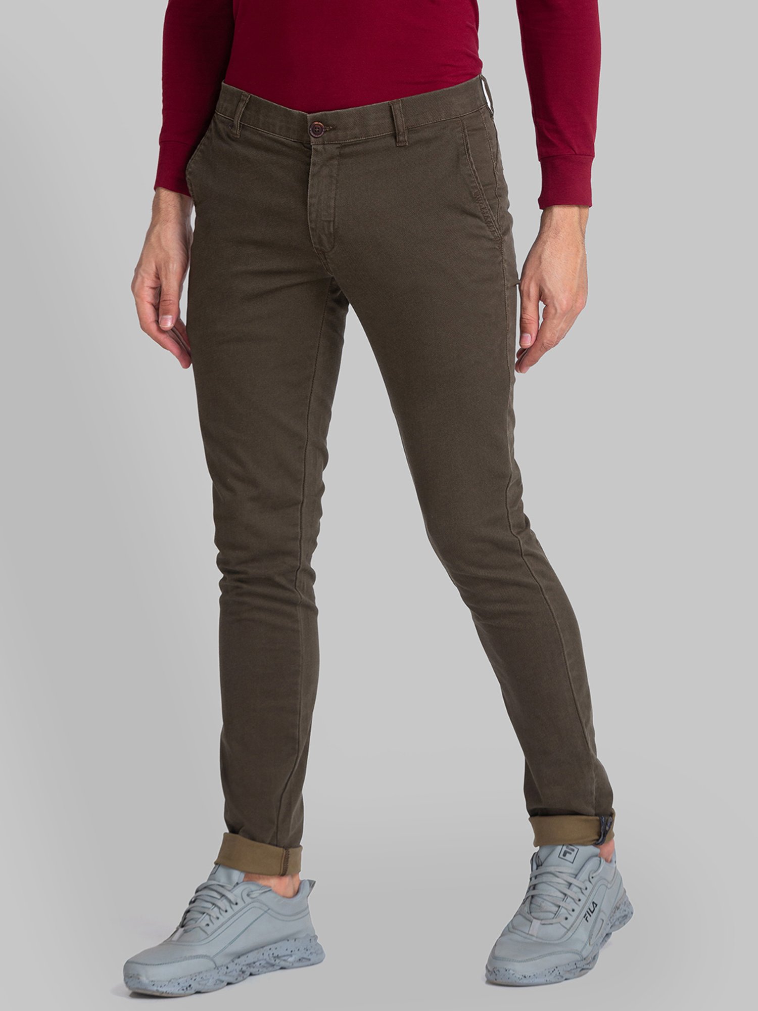 WES Casuals by Westside Olive Relaxed-Fit Mid-Rise Cotton Blend Joggers