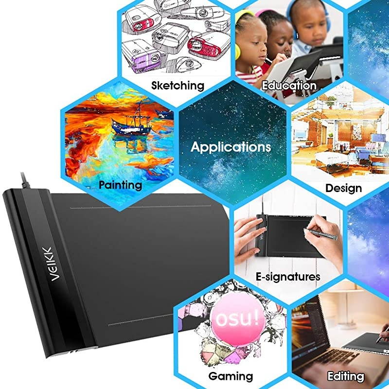 OSU Drawing Tablet  S640 Graphic Drawing Tablet UltraThin 6x4 Inch Pen Tablet with 8192 Levels BatteryFree Passive Pen