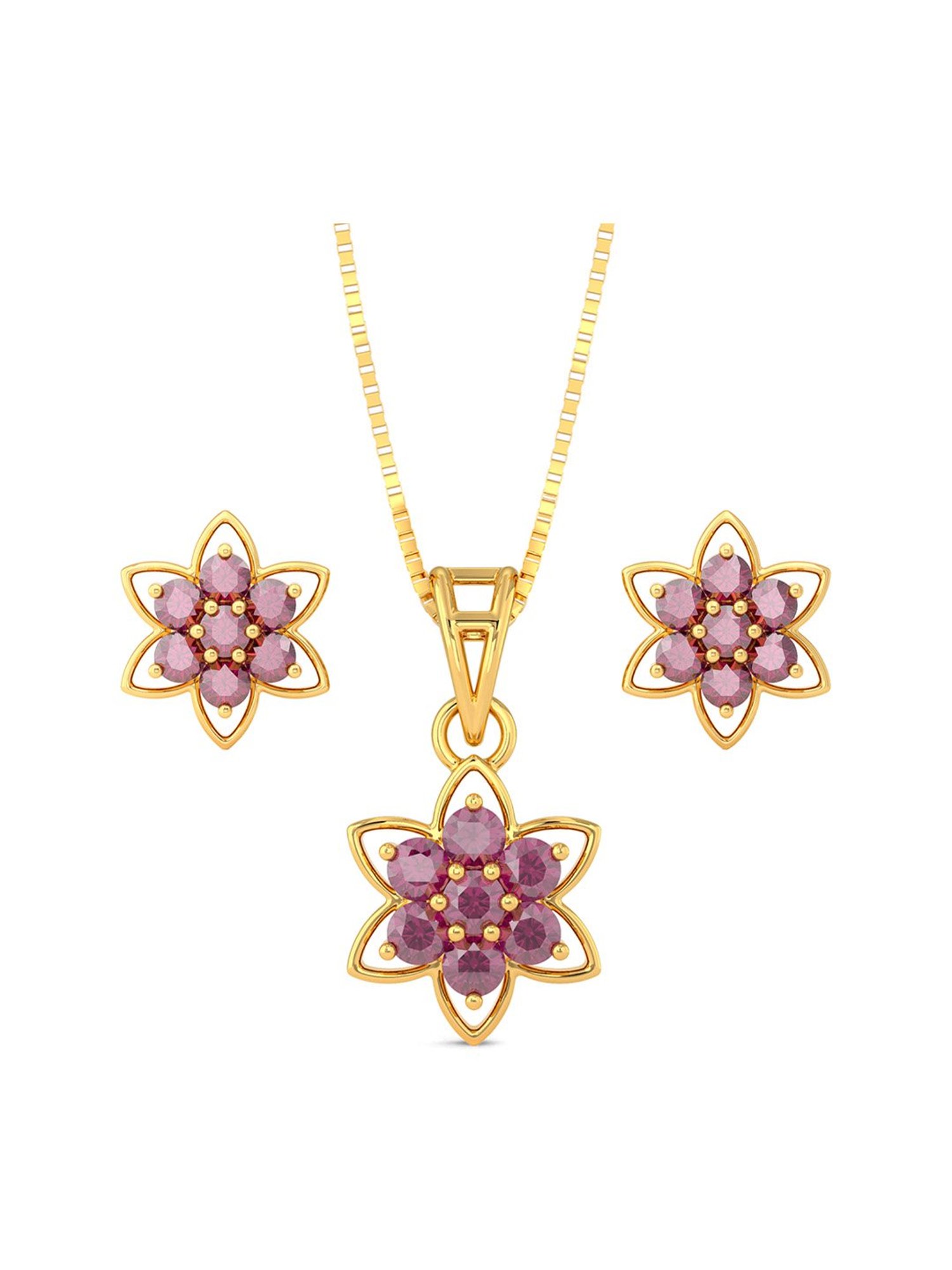 Joyalukkas 22k Gold Floral Pendant Set for Women
