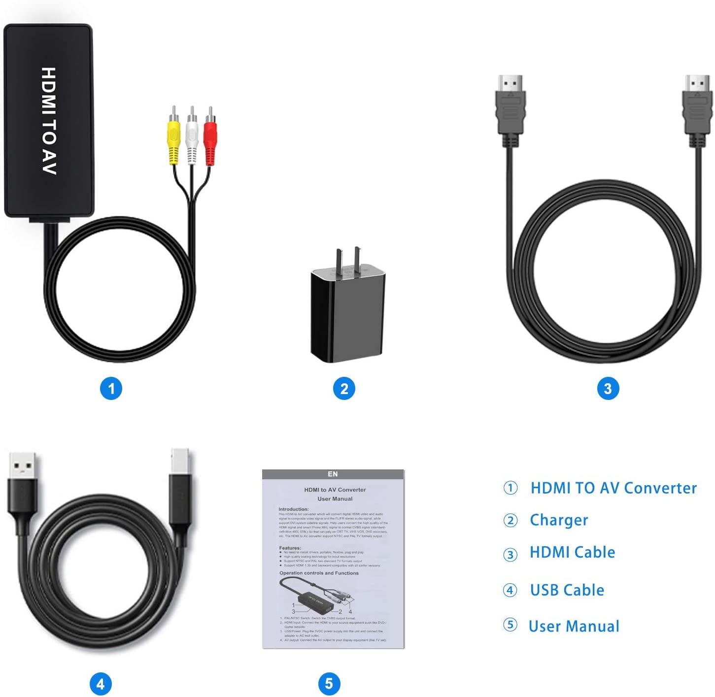 DIGITNOW HDMI to RCA Converter, HDMI to AV Composite Video Audio Converter Adapter, Supports PAL/NTSC for PS One, PS2, PS3, Nintendo 64, STB, VHS, VCR, Blue-Ray DVD Players Projector