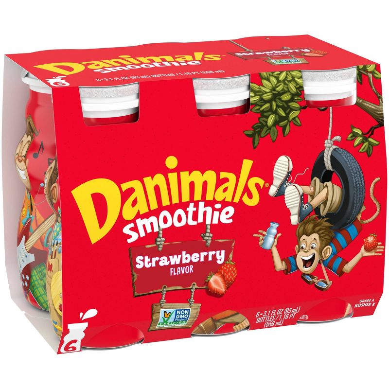 Dannon Danimals Strawberry Yogurt Kids' Smoothie Drinks - 6pk/3.1 fl oz bottles