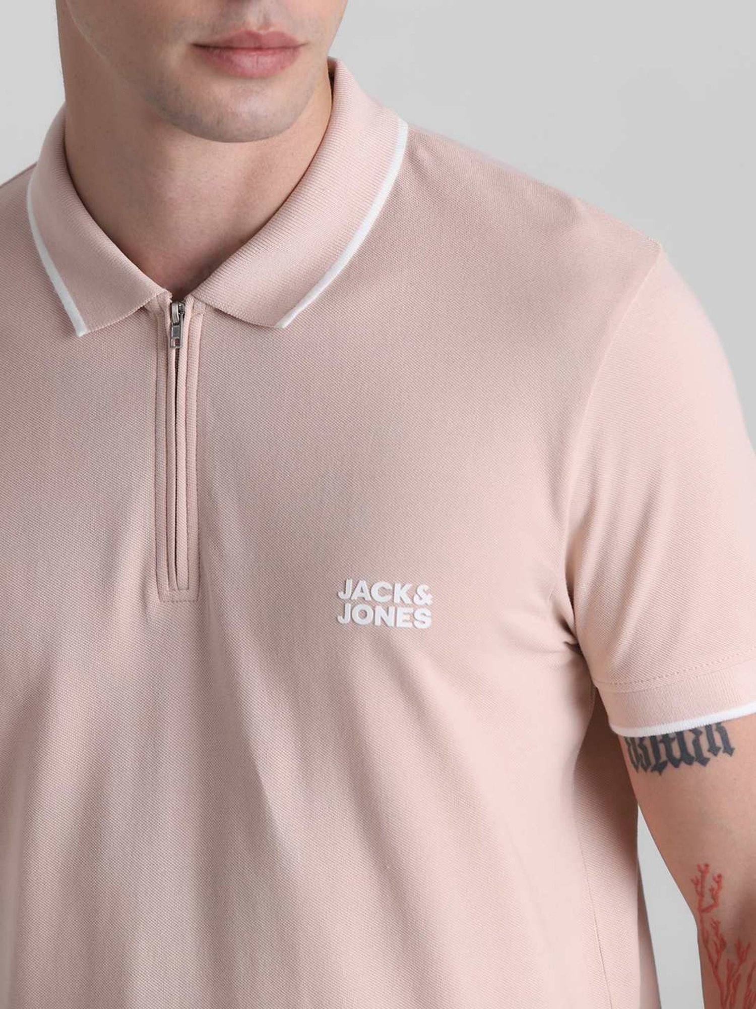 Jack & Jones Cameo Rose Cotton Slim Fit Polo T-Shirt