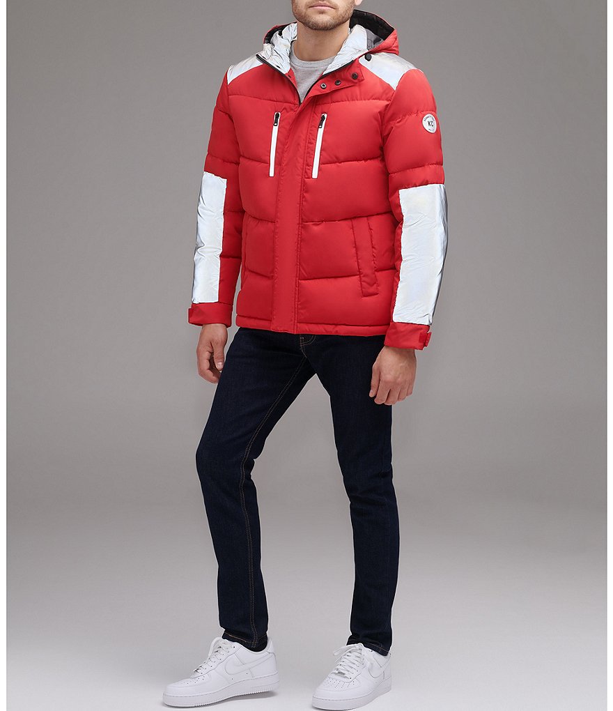 Kenneth Cole New York Long-Sleeve Mixed-Media Hooded Puffer Jacket