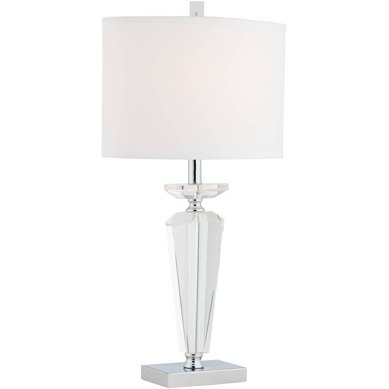 Vienna Full Spectrum Traditional Table Lamp Crystal Glass Oval Fabric Shade Living Room Bedroom Bedside Nightstand Office Family