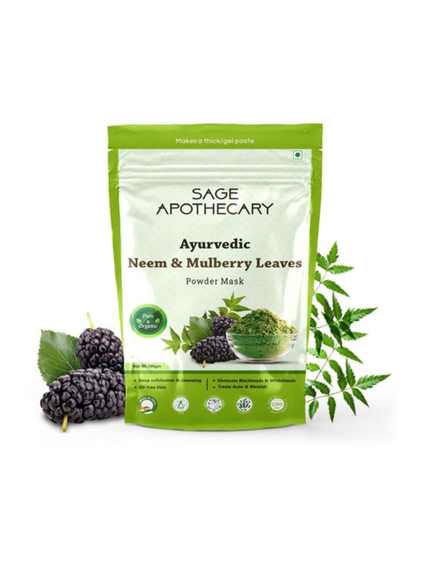 Sage Apothecary Ayurvedic Neem & Mulberry Leaves Powder Face Mask - 100 gm