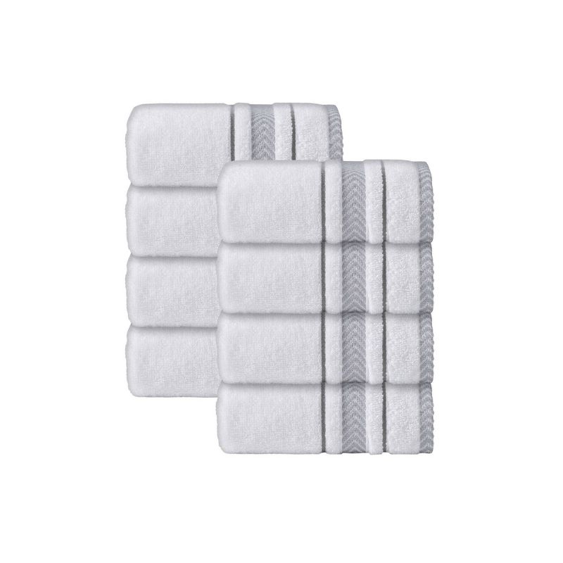 8pc Enchasoft Turkish Cotton Washcloth Set White - Enchante Home