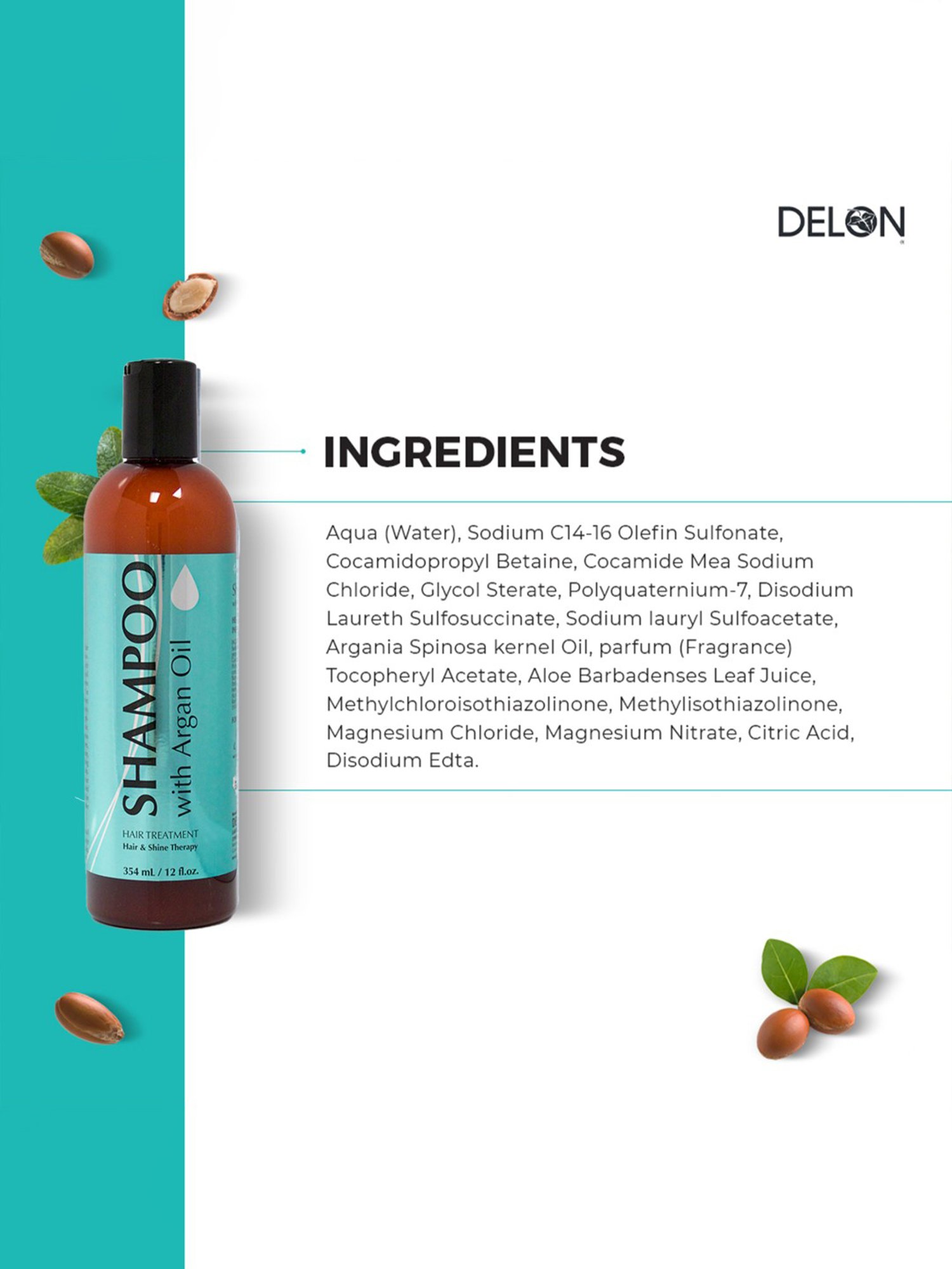Delon Shampoo with Argan Oil - 354 ml