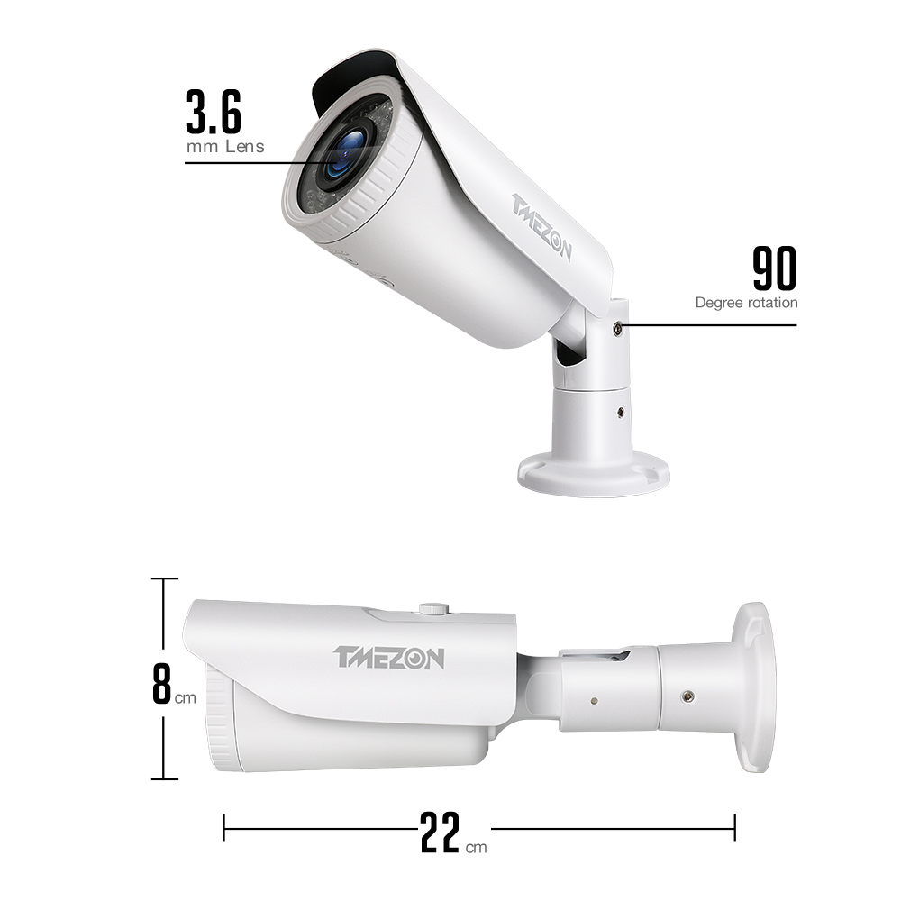 TMEZON 1080P AHD 4-IN-1 2.0MP Dome Camera with Varifocal Manual Zoom Lens 2.8mm-12mm IR Night Vision CCTV Camera for Home Outdoor Surveillance System Metal 1PK/2PK/4PK/8PK