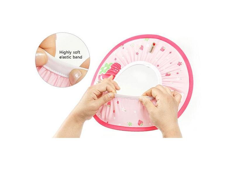 Manito Baby Shampoo Shower Hat, Bath Time Visor to Shield Water from Face and Eyes, Strawberry/Pink