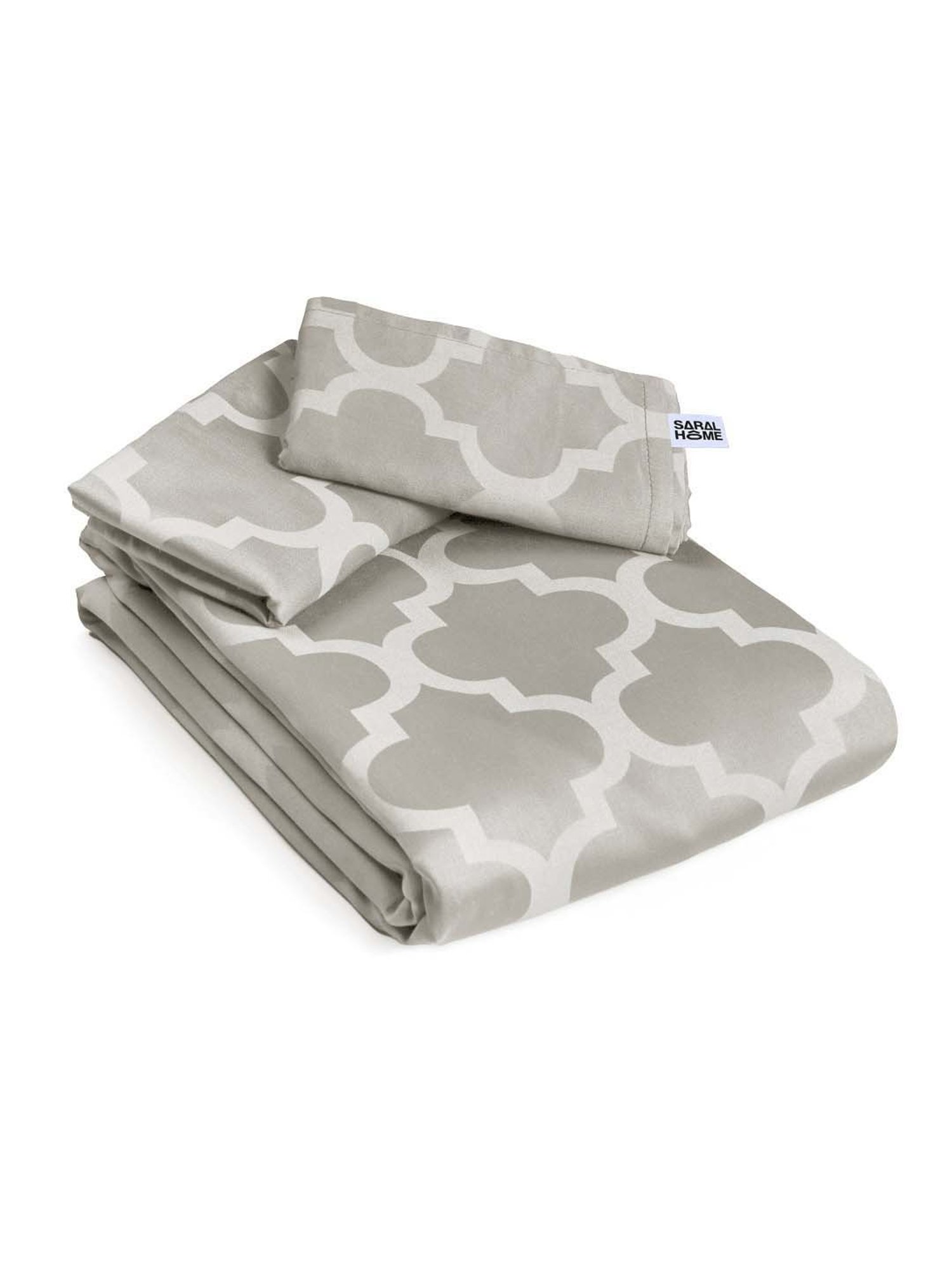 Saral Home Easy Living Beige Cotton Tangier Soft Self Pattern Queen Bed Sheet With Pillow Covers