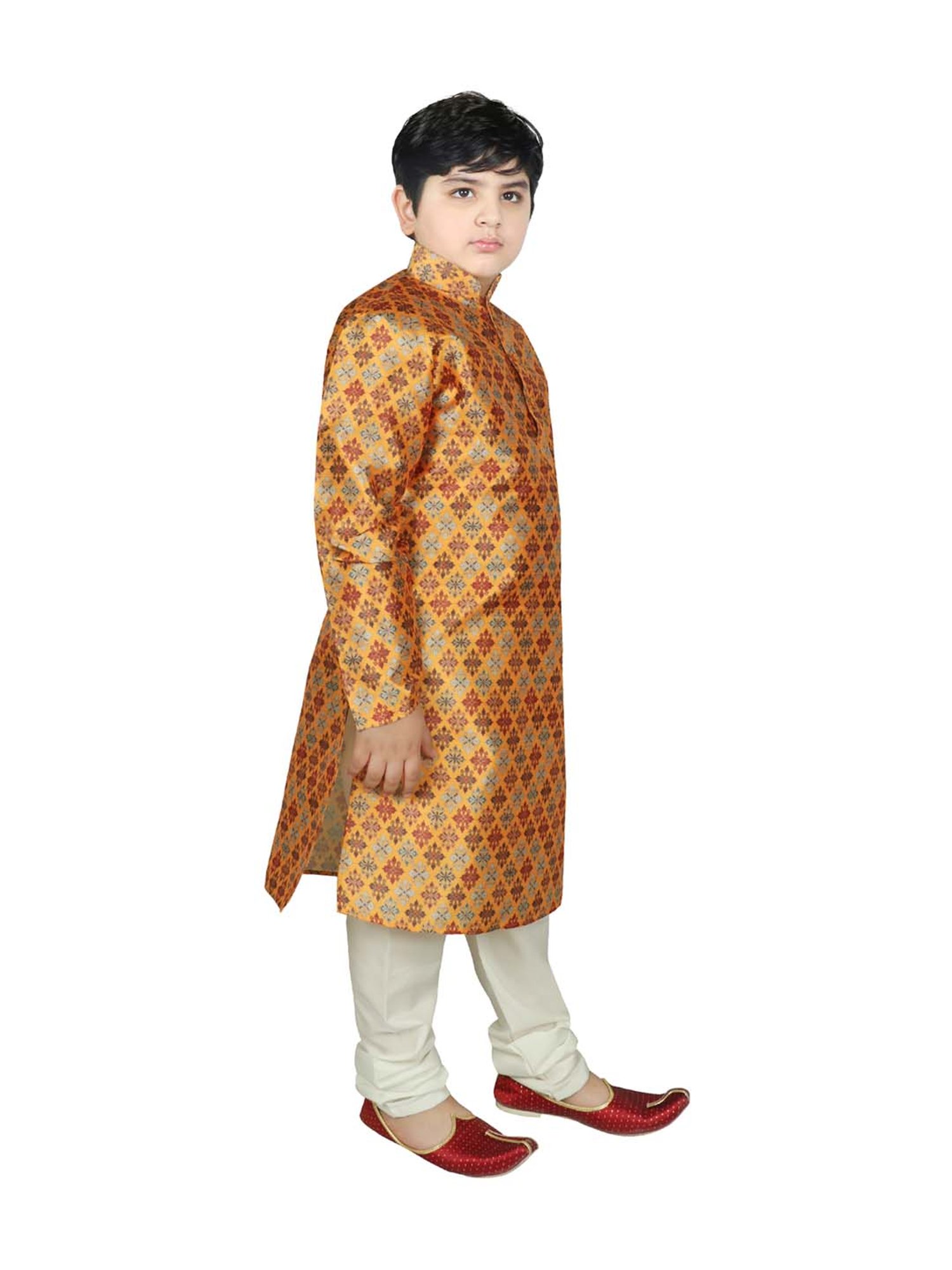 SG Yuvraj Kids Yellow Printed Kurta Set