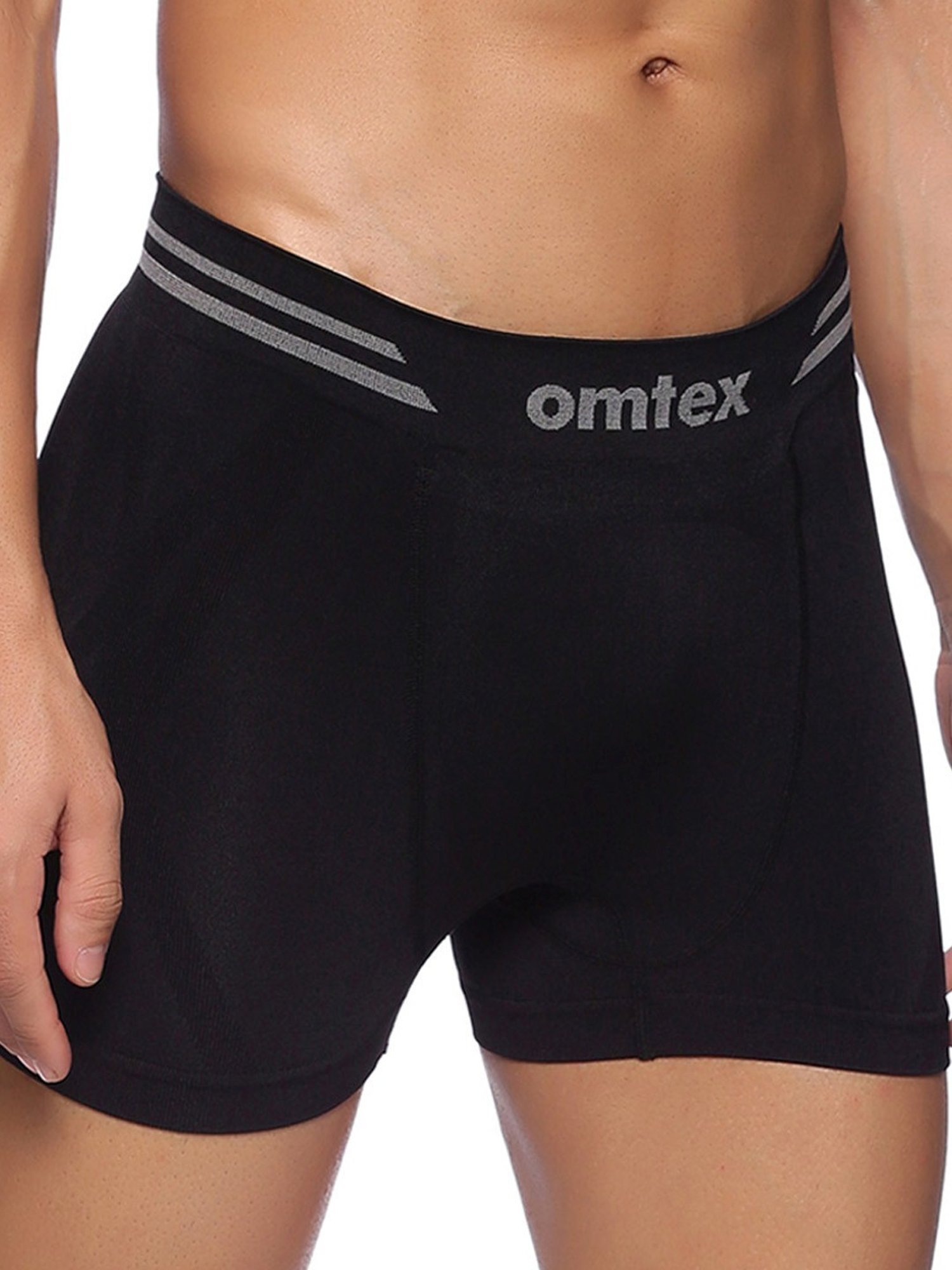 Omtex Men's Seamless Shorts with Inner Pocket Pack of 2 (Black & White) Size - M