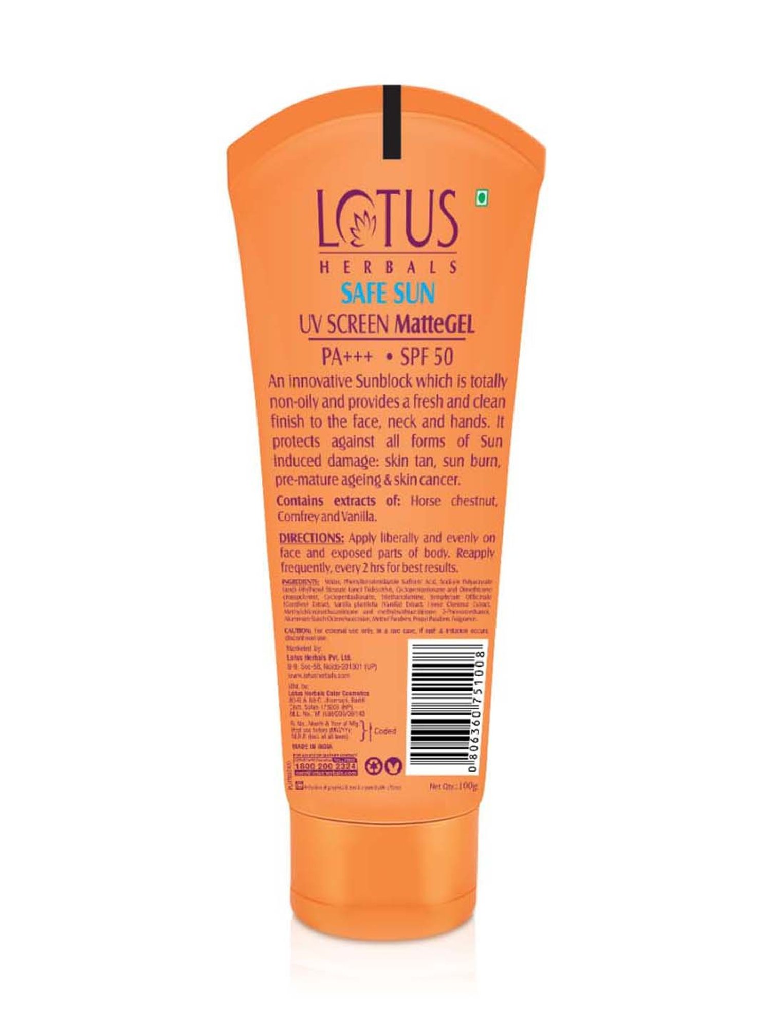 Lotus Herbals Safe Sun UV Screen Matte Gel SPF 50 - 100 gm