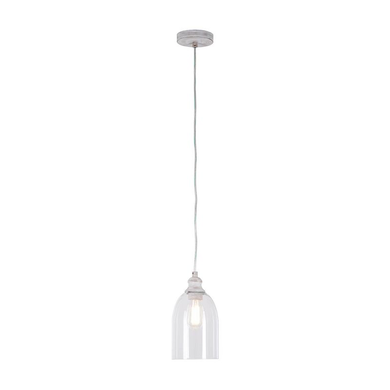 6.25" Glass Bell Shaped Mini Pendant with Metal Accents Clear - Cresswell Lighting