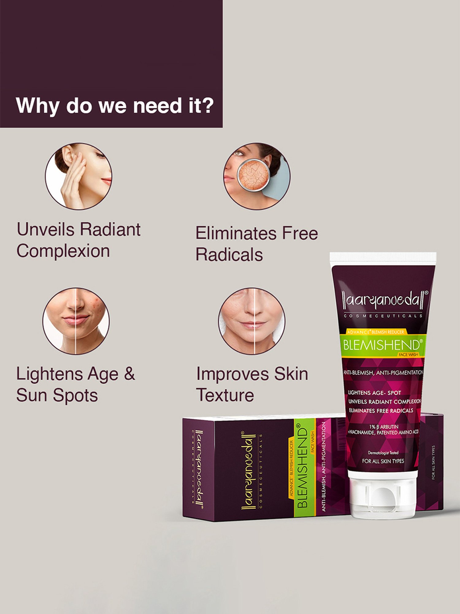 Aryanveda Blemishend Face Wash - 60 ml