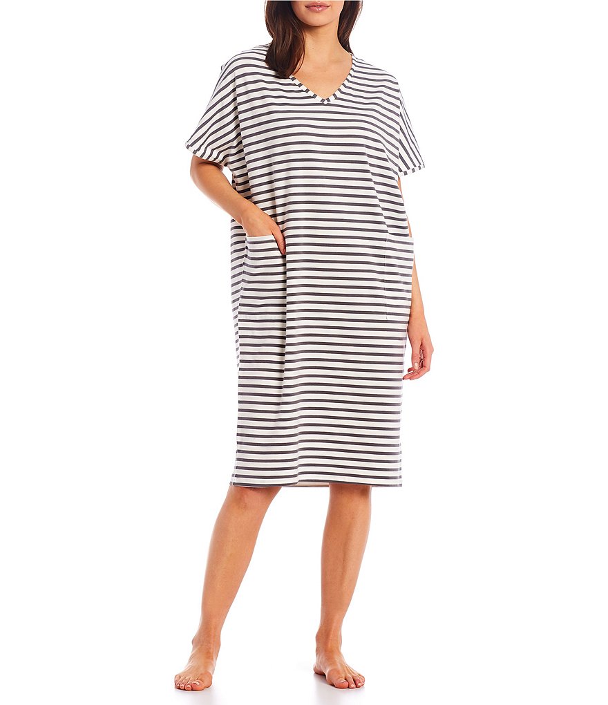 Kate Landry Solid Knit Pocketed Midi Lounge Dress