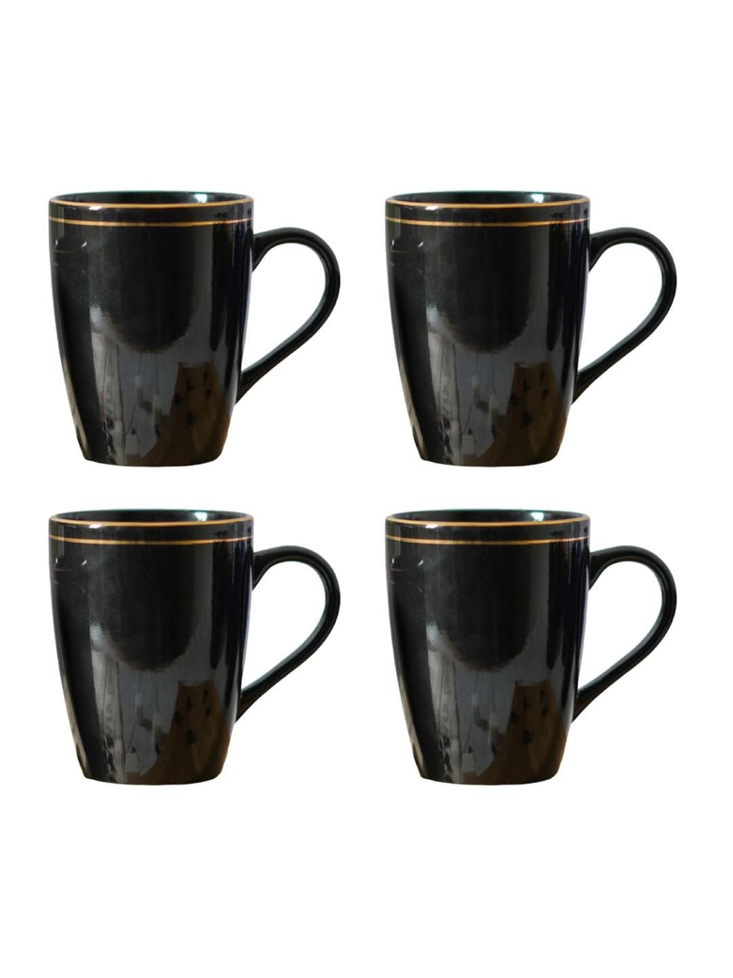 Femora Black Ceramic Coffee Mugs (0.36 L) - Set of 4
