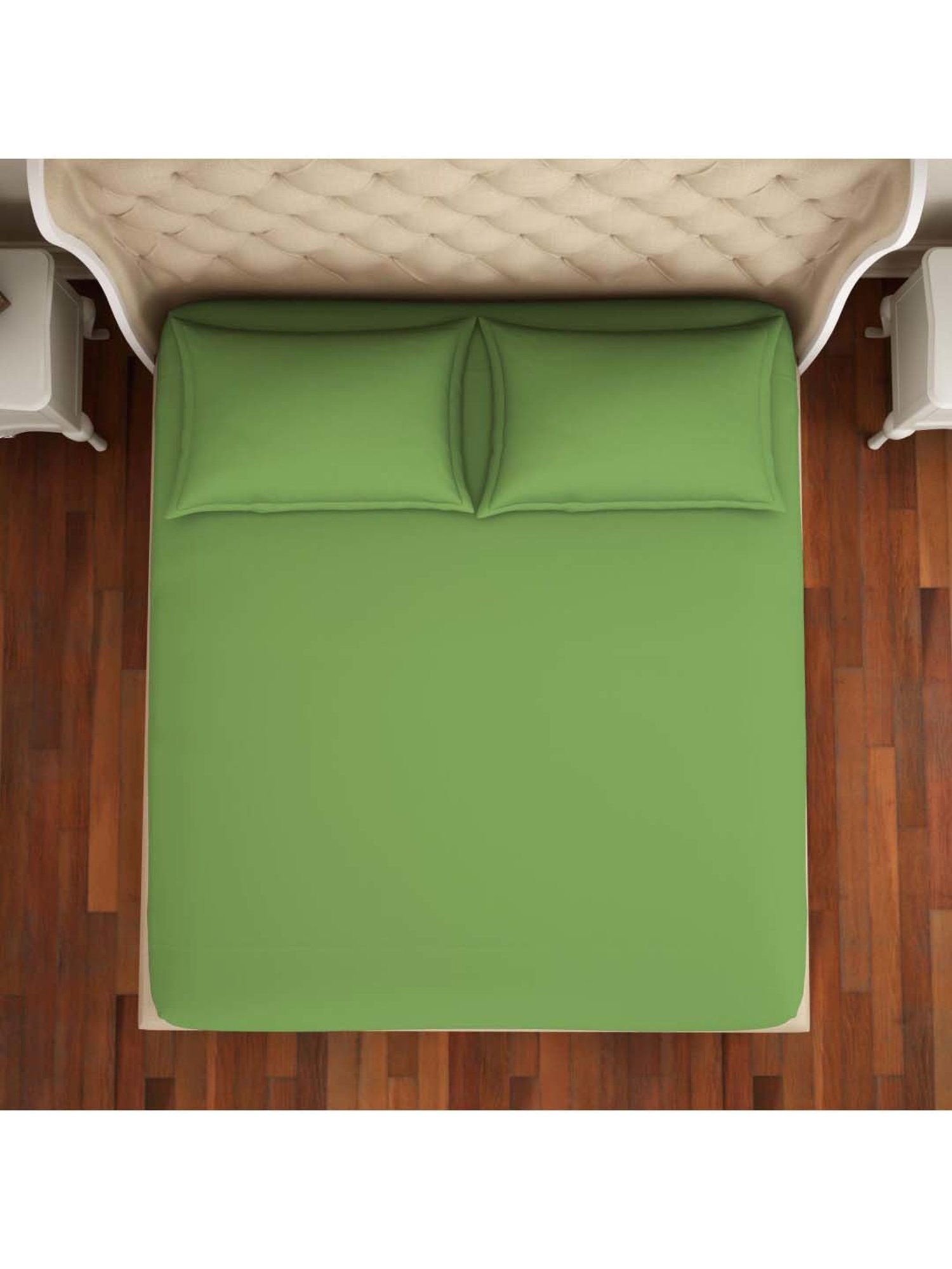 Welspun Green Cotton 144 TC King Bed Sheet With Pillow Covers