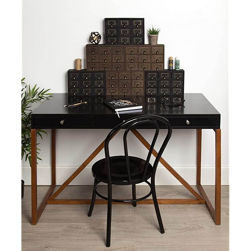 Apothecary Wood Desk Drawer Set 9 Drawers Rustic Black