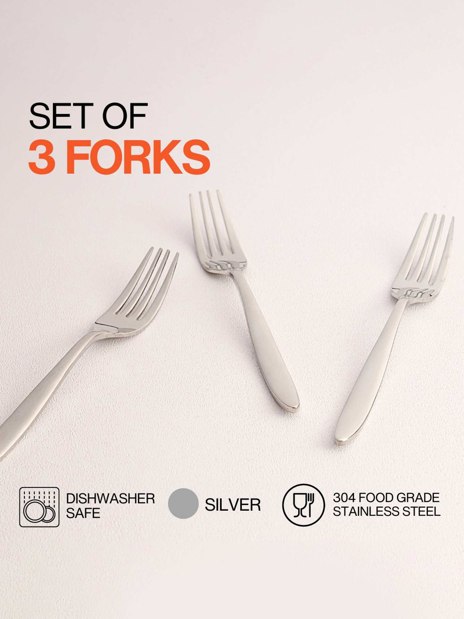 FnS Creta Silver Stainless Steel Dinner Fork - Set of 12