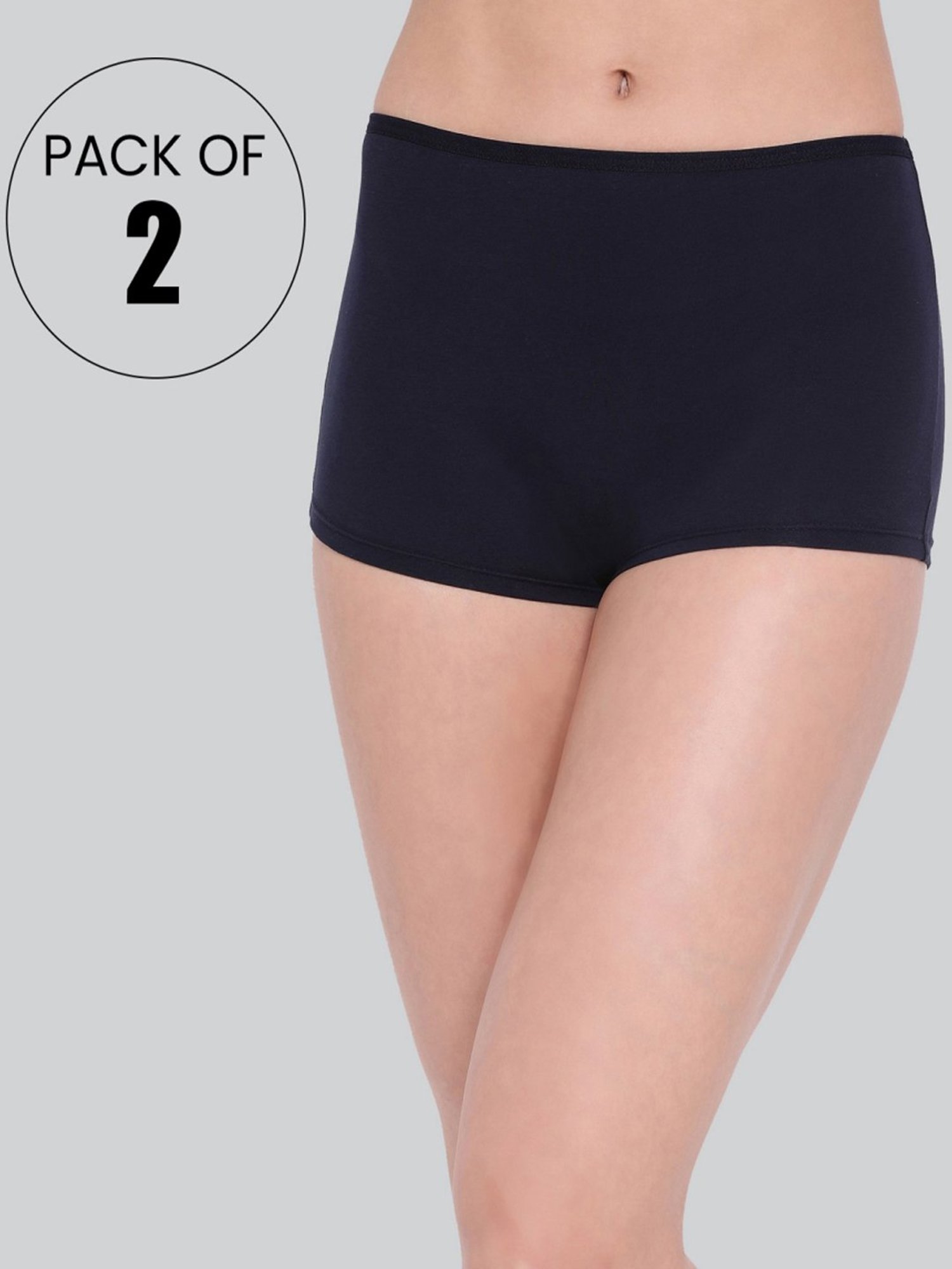 Lyra Red & Navy Cotton Boy Shorts Panties - Pack Of 2