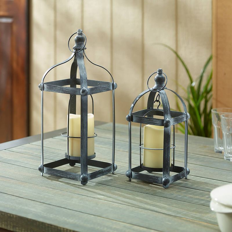 18" Bradford Metal Outdoor Lantern Set Black - Smart Living