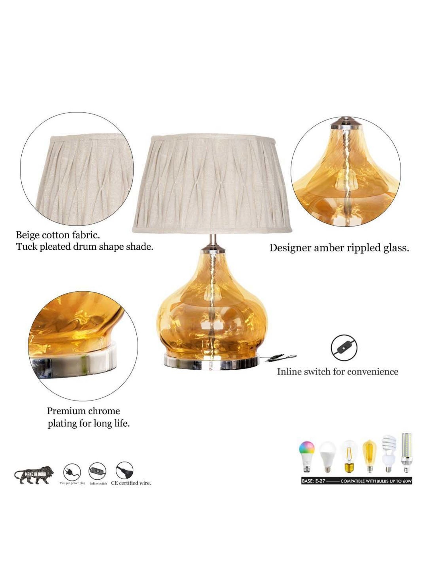 Kapoor E Illuminations Green Study Table Lamp - Set of 1