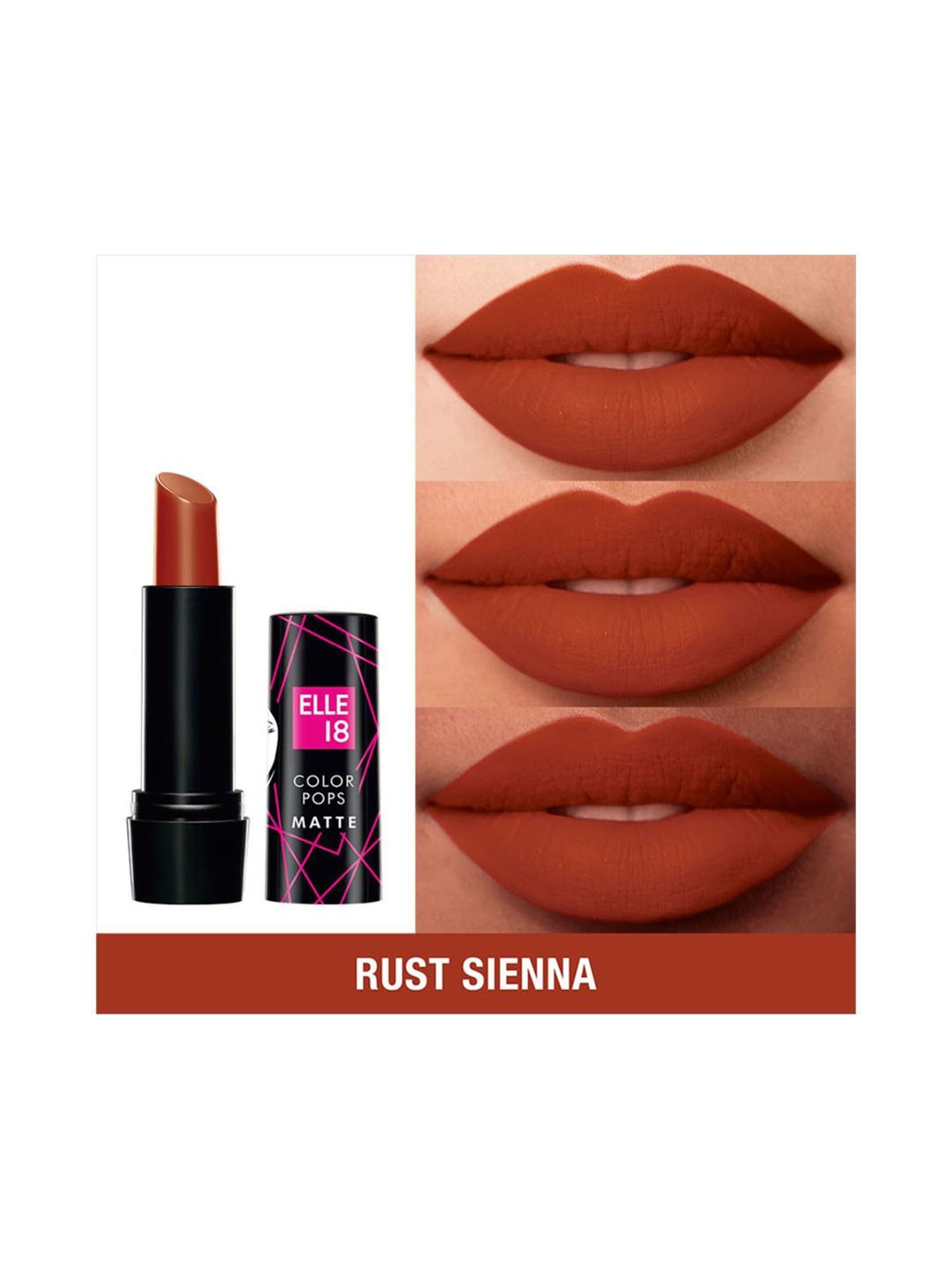 Elle 18 Color Pops Matte Lipstick B3 Rust Sienna - 4.3 gm