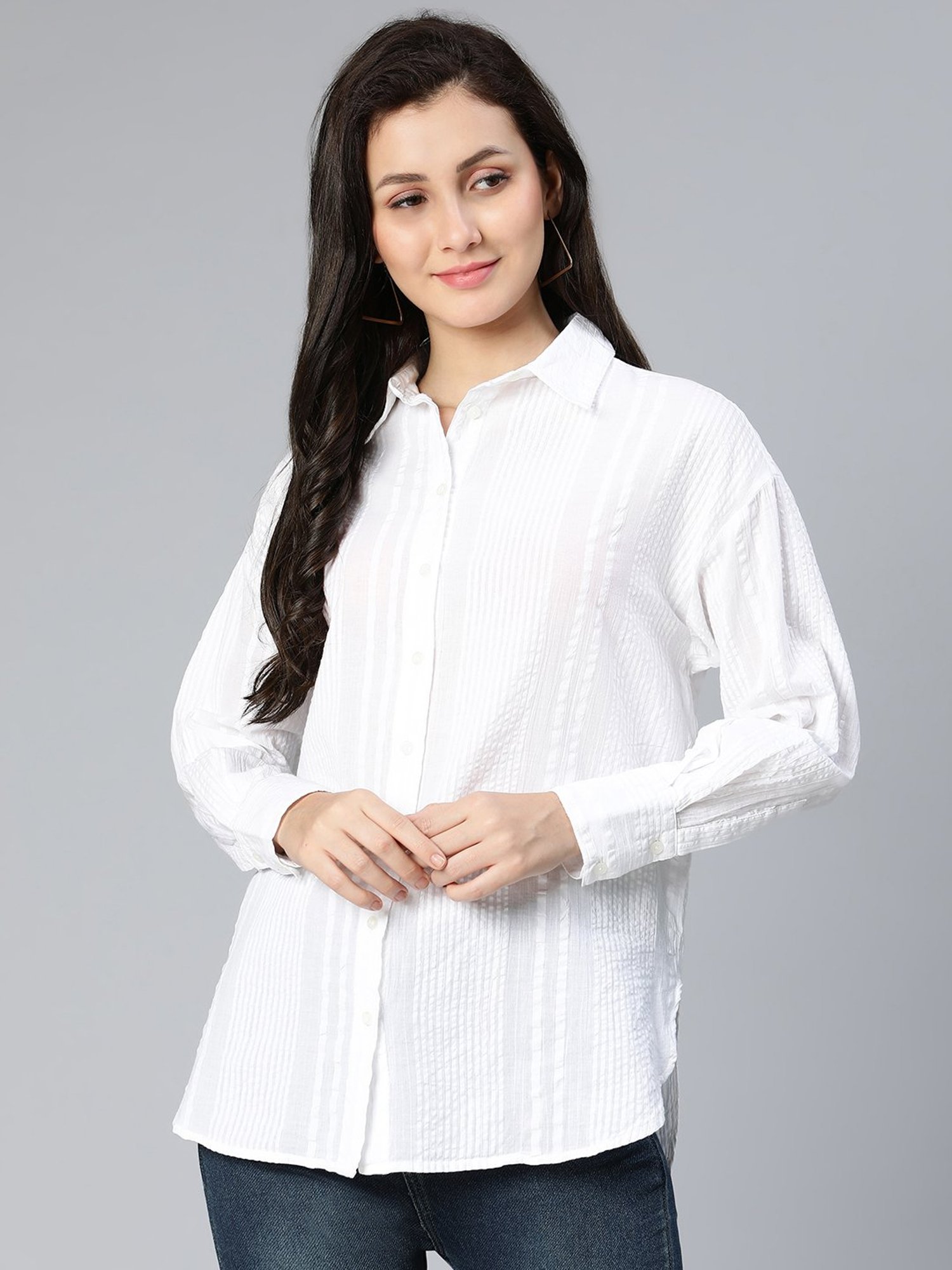 Oxolloxo White Cotton Striped Shirt
