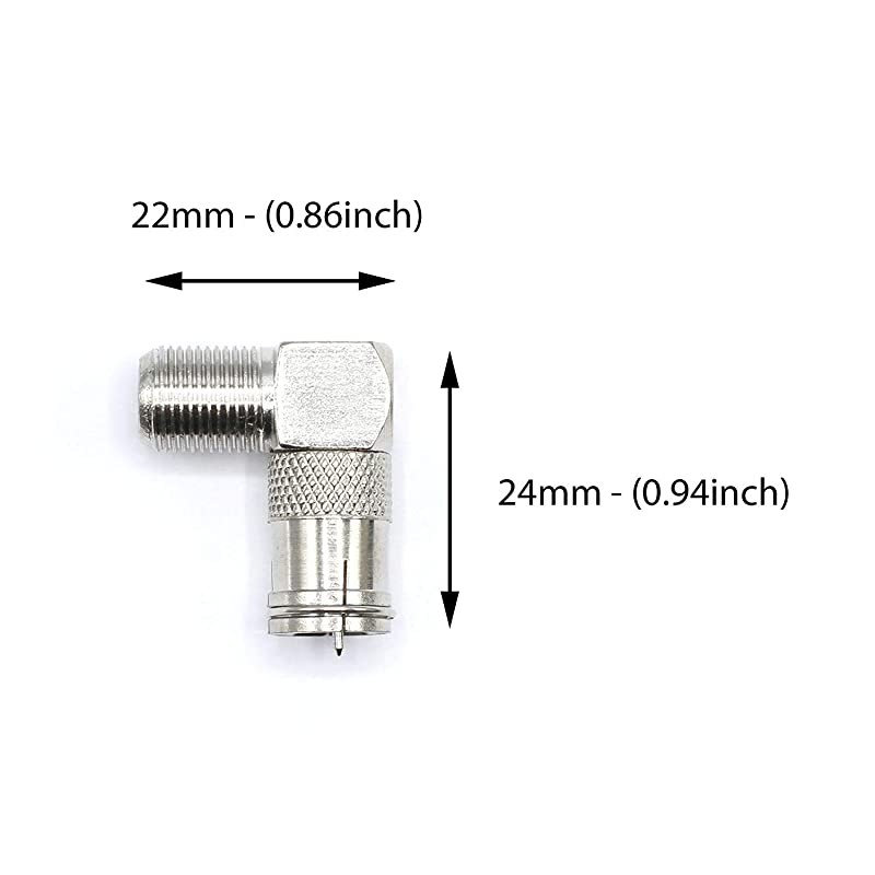 Push On and Right Angle Coax Connector Push On F Connector Male to Screw On Female Adapter Pack of 10