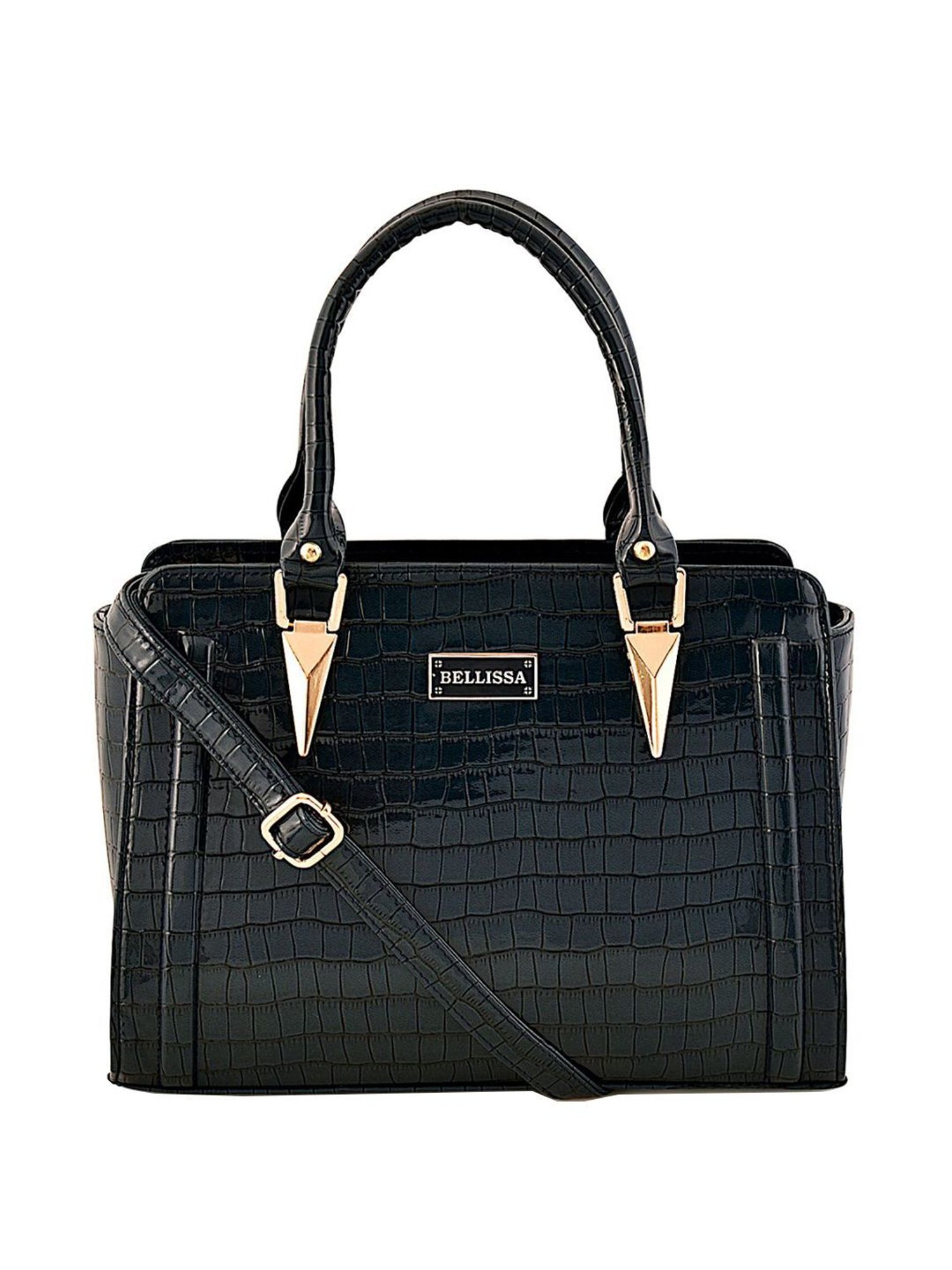 Bellissa Green Textured Medium Premium Handbag