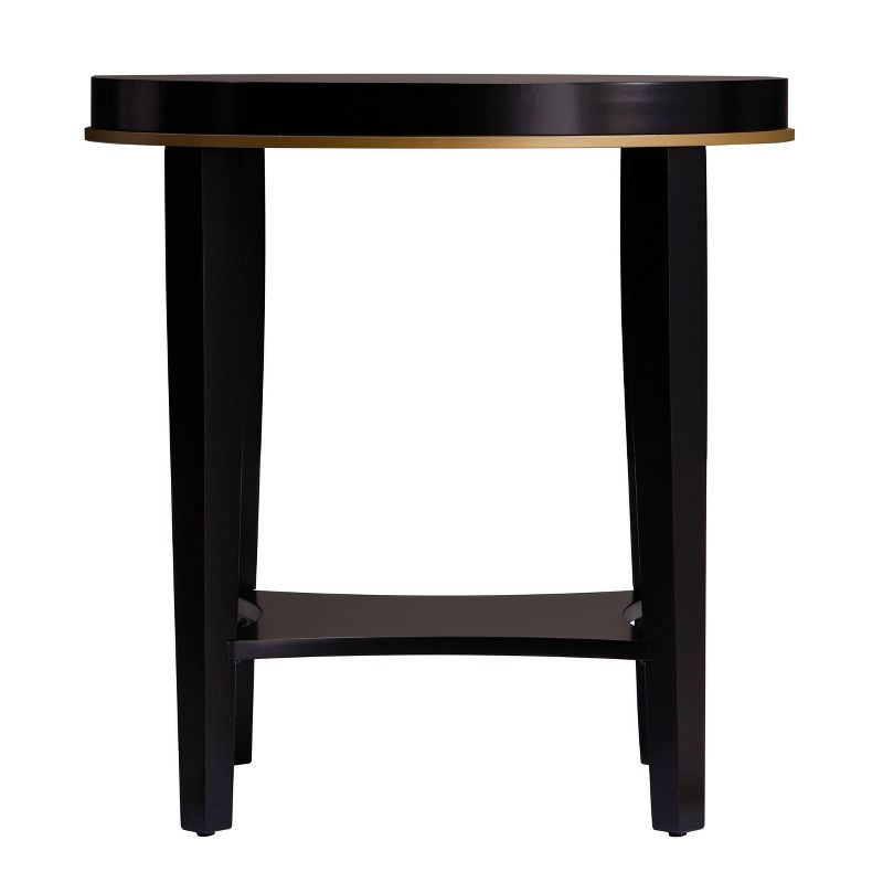Kowya Round Accent Table with Shelf Black/Gold - Aiden Lane