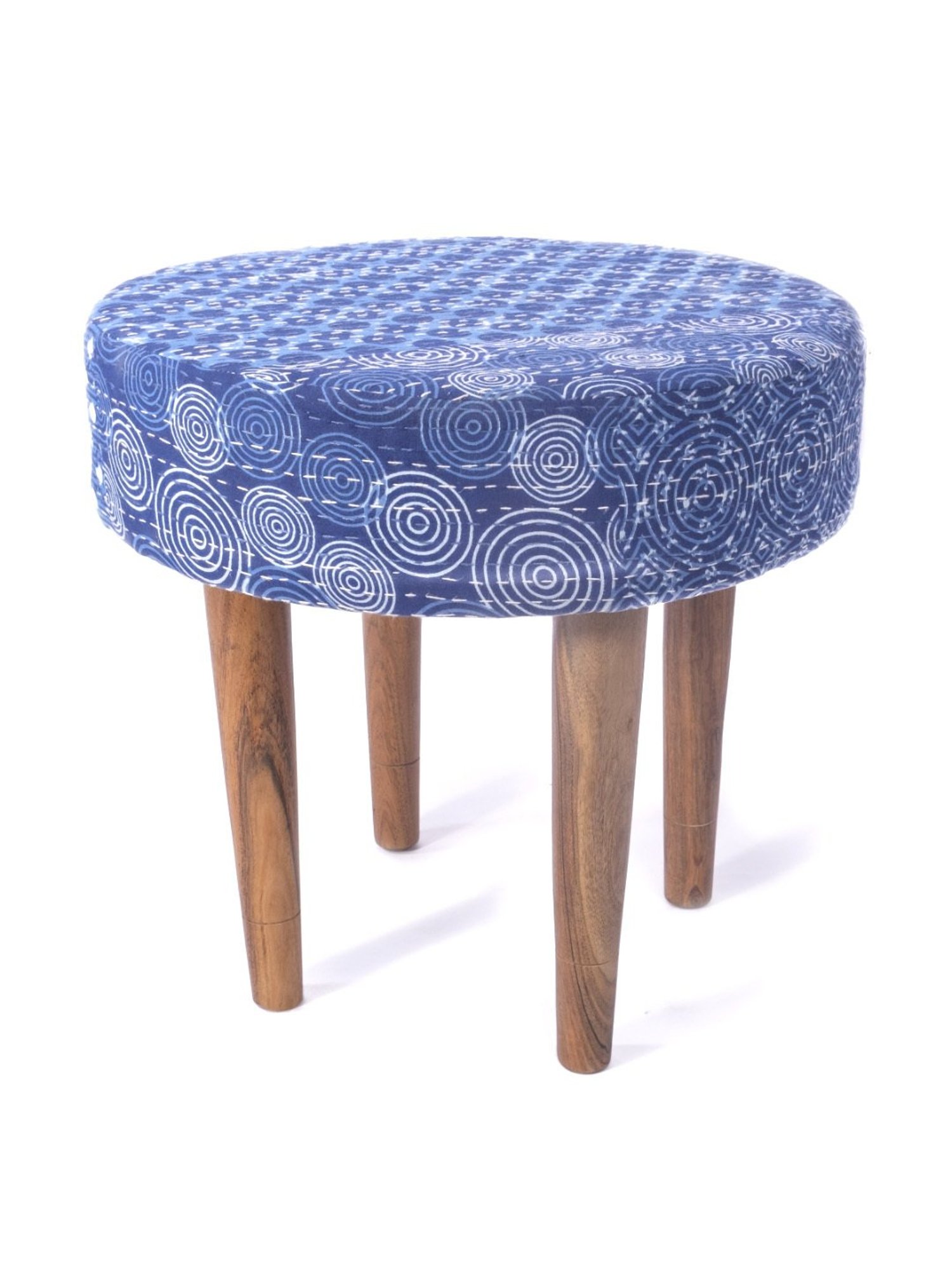 Chumbak French Sahara Solid Mustard Yellow Wood Ottoman