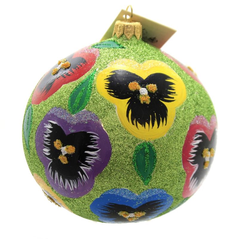 Christina's World 4.5" Glitter Pansies Ornament Spring Flowers  -  Tree Ornaments