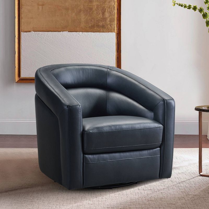 Desi Contemporary Swivel Accent Chair Black Leather - Armen Living