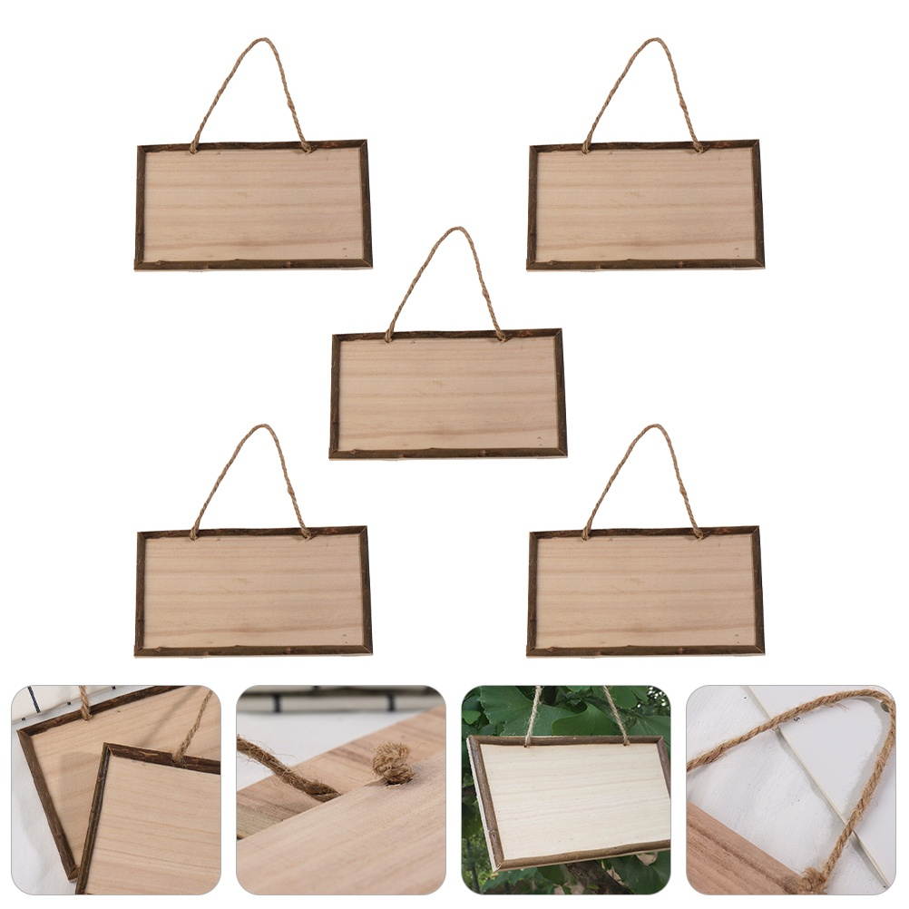 5pcs Hanging Wooden Sign Decoration Blank Instructions Wooden Plaque Party Props