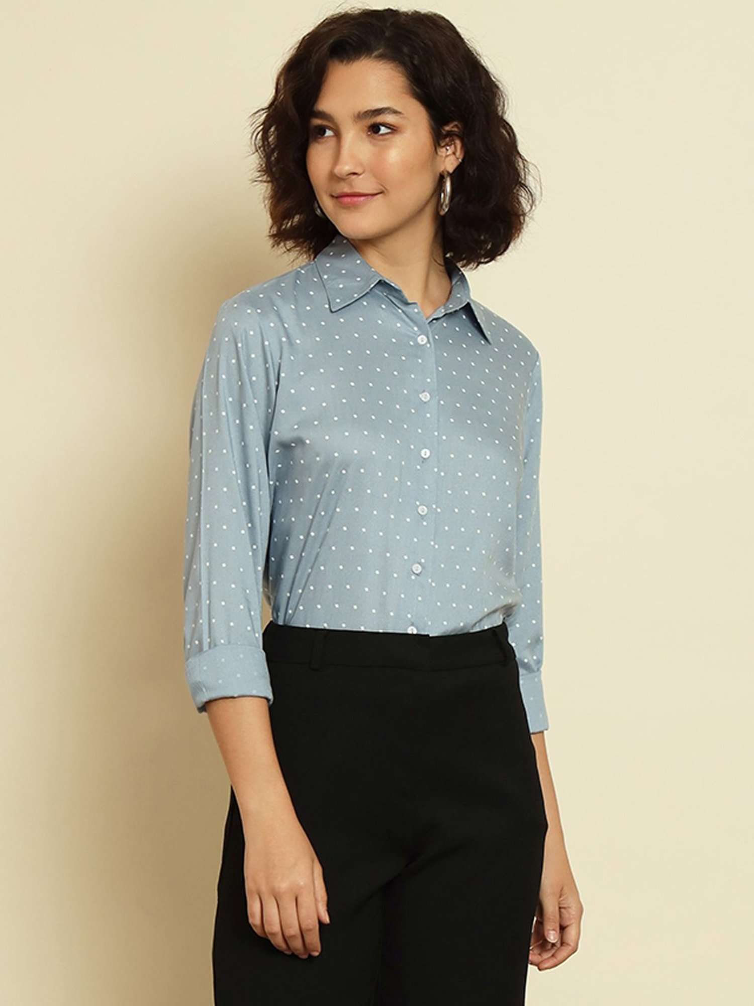 Trend Arrest Blue Polka Dots Shirt