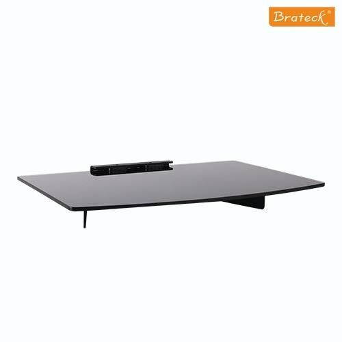 mount world 1444 compact glass component single shelf for dvd player, bluray player, cable box, satellite, wii and video accessories 14.17" wide x 9.84" deep x 1" height